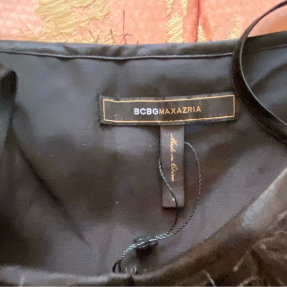 BCBG Maxazria Black Ruffled Front with Fringe Top - Picture 3 of 4